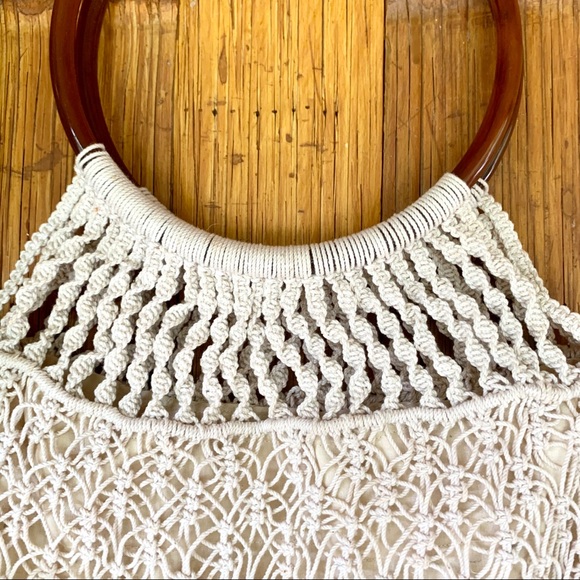 🐚SOLD🐚ROSE Vintage Macrame Woven Bag - Picture 5 of 6